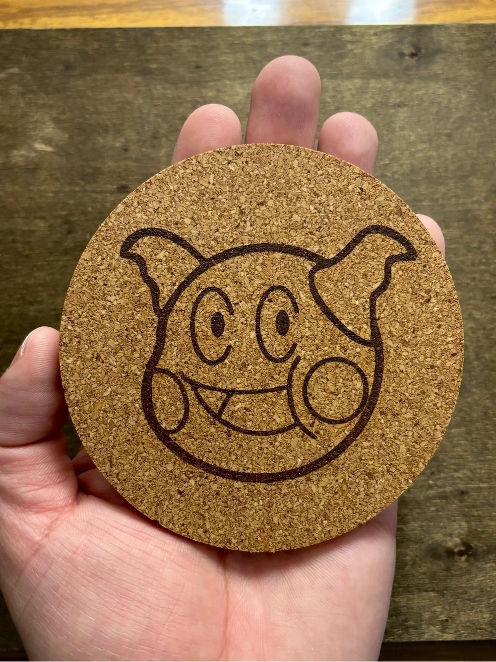 Pokemon Mr. Mime Face Laser Engraved Cork Coaster